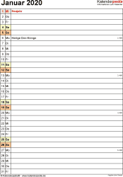 Auch im projektmanagement oder bei minijobs müssen die einzelnen auftragnehmer die geleisteten stunden. Kalender Januar 2020 Als Word Vorlagen