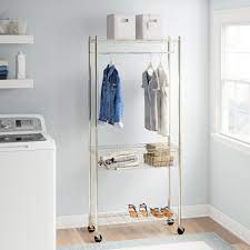 This rack extends from the furniture in the laundry room. Andover Mills Petrone 35 5 Rolling Clothes Rack Reviews Wayfair