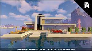 How to install minecraft maps on java edition. Java Pe Bedrock Modern House On The Water Minecraft Map