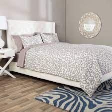 This animal print comforter set is inviting and it set includes, 1 comforter 90x 90, 2 shams 20 x 26, 1 bed skirt 60 x 80 and 3 dec pillows. Andrew Charles Snow Leopard Collection Animal Print Comforter Set Overstock 11390712