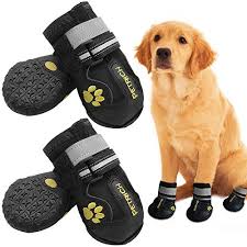 Llnstore Dog Shoes Dog Boots Rain Boots For Medium Large Dogs With Adjustable Reflective Straps Anti Slip Sole Windproof 6 Black