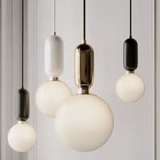 3d Modern Simple Led Pendant Lights Glass Ball