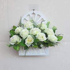 Artificial and silk flowers are a great way to add instant beauty to your home as an alternative to fresh flowers. Outdoor Artificial Edge Roses In Hanging Basket Artificial Flowers Store