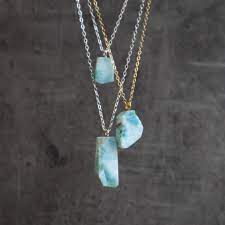 Raw Larimar Necklace Larimar Raw Pendant Large Larimar Stone Etsy