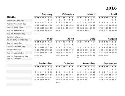 **new** filter the holidays by state. 2016 Yearly Calendar Template 11 Free Printable Templates