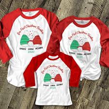 First Christmas Daddy Mommy Baby Bear Matching Three Raglan Etsy