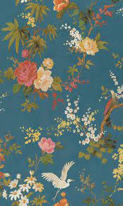 The wallpaper is embossed, but not flocked. Statement Floral Wallpaper Fiore Blue Blooming 220483 Prime Walls Us