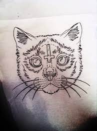 Love This Tattoo Hail Satan Cat Tattoo Cat Design Art Kitten Drawing