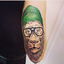 Hipster Lion Tattoo Liontattoo Lion Elbowtattoo Hipsterlion Tattoos Elbow Tattoos Lion Tattoo