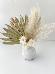 Strawflower And Pampas Grass Bud Vase Dried Flower Arrangements Dried Floral Bud Vases