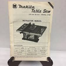 Makita Table Saw 210 Mm Model 2708 Instruction Manual Only In 2020 Table Saw Makita Instruction
