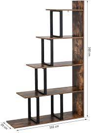 Ouvrez les portes du plus beau magasin du web ! Homcom Etagere Bibliotheque Separateur De Piece Style Industriel En Escalier 5 Etageres Dim 102l X 30l X 160h Cm En 2021 Vieux Bois Decoration Maison Style Industriel