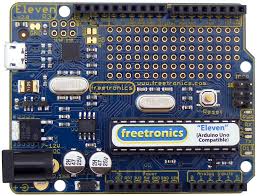 It can be extended with a variety of shields: Eleven 100 Arduino Uno Compatible Freetronics