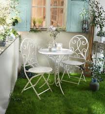Bistro Set White Romance 3tlg Im Frank Flechtwaren Und Deko Online Shop Wohnen Und Garten Gartenstuhle Metallstuhle