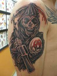 37 Grim Reaper Tattoos With Dark And Mysterious Meanings Tattoos Win Grim Reaper Tattoo Sons Of Anarchy Tattoos Grim Reaper