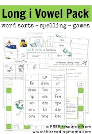 Long I Vowel Pattern Free Printable Pack Phonics Reading Phonics Kindergarten Long Vowel Worksheets