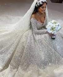 Acheter Pas Cher Luxe Dubai Princess Ball Robe Saisisselles Robes De Mariee Robes Arabe Manches Longues A Lepaule Robe De Mariee Longue Train Robes De Mariee Du Robe De Mariee Robe