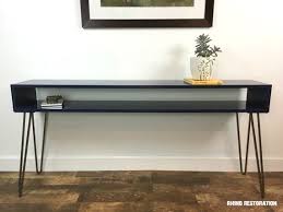 60 Wide Mid Century Modern Console Table With Hairpin Legs Customizable Hand Mid Century Modern Console Table Metal Interior Design Modern Console Tables
