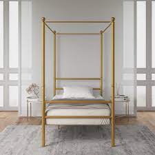 83.5l x 62.5w x 75h. Mainstays Canopy Bed Twin Gold Metal Walmart Com Walmart Com