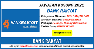 Menyediakan peluang pekerjaan yang halal dan bertenaga kepada insan di luar sana yang belum ada kerja.tak perlu pilih kerja.buat. Jawatan Kosong Di Bank Rakyat Tahun 2021 Ejawatankini Com