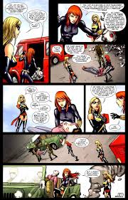 When romanova attempt to defect from the soviet union her romantic feelings for hawkeye is seen as a weakness and the kgb tries to kill her. Black Widow And Ms Marvel In Black Widow And Marvel Girls 3 Blackwidowcomics Blackwi Black Widow Movie Black Widow Black Widow Scarlett