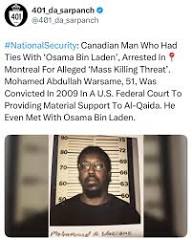 Mohammed Abdullah Warsame, a 51-year-old Somali-born Canadian, was arrested  by the RCMP in Montreal on Wednesday after allegedly threatening to kill  many people and claiming he could make explosives on May 26,