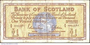 Bank of scotland is part of hbos (halifax bank of scotland) which is owned by the lloyds banking group. 1 Pound 1966 1966 Issue Bank Of Scotland Scotland Banknote 2262