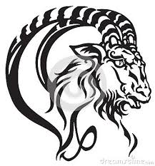 Black And White Goat Vector Capricorn Logo Head Of Mythological Sea Goat Tribal Tattoo Style Astrological Sign Black And White Vector Illus Capricorn Logo Tribal Tattoos Capricorn Art