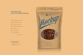 Kraft Paper Bag With Window Mock Up Brochure Design Template Mockup Kraft