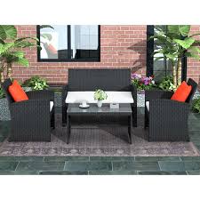 Check spelling or type a new query. 4 Piece Patio Furniture Sets Clearance In Patio Garden Outdoor Wicker Sofa Rattan Chair Garden Conversation Set For Backyard With Two Single Sofa One Loveseat Tempered Glass Table Q8572 Walmart Com