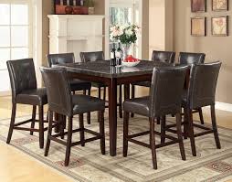 Homcom modern round dining table with spacious tabletop and metal base for kitchen or dining room, faux black marble. Milton 9 Piece Marble Top Counter Height Table Set In Cappuccino Marjen Of Chicago Chicago Discount Furniture