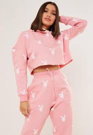 In other words, we're here to provide you with more than just cozy sweatpants. Playboy X Missguided Pink Bunny Repeat Print Cropped Hoodie Pink From Missguided On 21 Buttons