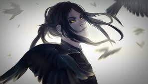 O w o i hope you enjoy this hair piece i made for you. All Male Animal Bird Black Hair Long Hair Male Original Ponytail Tagme Artist Watermark Yellow Eyes Konachan Com Konachan Com Anime Wallpapers