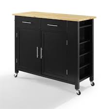Cabinets on either side offer plenty of space to help keep your kitchen organized. Crosley Savannah Wood Top Kitchen Island Cart In Black Cf3029na Bk