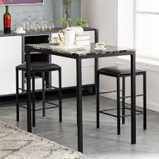 The counter height table conveniently seats a couple of people and offers an abundance of legroom beneath. Bistro 3 Piece Dining Set Dinette Table Chairs Modern Pub Bar Kitchen Furniture For Sale Online Ebay