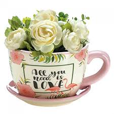 2020 popular 1 trends in home & garden, cellphones & telecommunications, jewelry & accessories, beauty & health with cup tea flamingo and 1. Pink Flamingo Tea Cup Planter Teacup Planter Flowerpot Decorated With Flowers And Pink Flamingos Buy Online In Aruba At Aruba Desertcart Com Productid 65436940