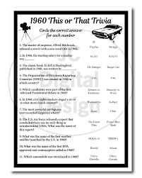 Trivia questions, quizzes, and games on thousands of topics! 1960 Birthday Trivia Game 1960 Birthday Parties Games Etsy 60th Birthday Ideas For Dad Birthday Games For Adults Trivia Games
