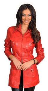 Womens 3 4 Fitted Real Leather Coat Ladies Jacket Carol Red 16 This Is An Amazon Associa Leather Coat Womens Faux Leather Jacket Women Coats Jackets Women