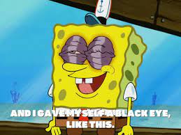 Spongebob with a black eye. Season 5 Blackened Sponge Gif By Spongebob Squarepants Find Share On Giphy