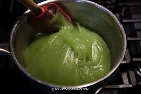Mix all the flour, sugar, alkaline water (if using), and pandan juice mixture in a saucepan. Ice Cendol Es Dawet Pandan Jelly Dessert