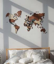 Wall Map Of The World Map Wooden Travel Push Pin Map World Etsy Map Wall Decor Farmhouse Office Decor Living Room Decor Rustic