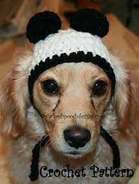 Panda Dog Hat Has Cute Ears Comfy Ear Holes And Worked In Ties Dog Hat Panda Dog Crochet Dog Clothes