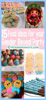 Check out this roundup inspired by celebrities and real people, which includes everything from from alligator wrangling to rifle shooting. 15 Gender Reveal Party Food Ideas Pickingpeanuts Com Gender Reveal Gender Reveal Cake Ge Gender Reveal Party Food Simple Gender Reveal Gender Reveal Party