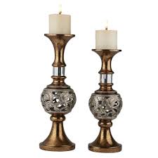 Ok Lighting Bronze Langi Polyresin Candleholders Set Of 2 Ok 4291c The Home Depot