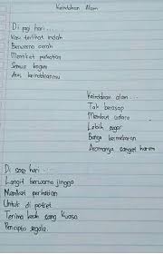 Malay as foreign language grade/level: Puisi Keindahan Alam 5 Bait Nasi