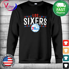 Model is 6 feet tall and wearing a size medium. Los Sixers 76ers 2021 Shirt Hoodie Sweater Long Sleeve And Tank Top