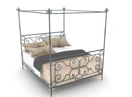 The simple curtain style features a pocket at the top of the panel that is open on either end to accommodate a slim curtain rod. Bedroom Wrought Iron Canopy Bed Free 3d Model Dwg Max 123free3dmodels