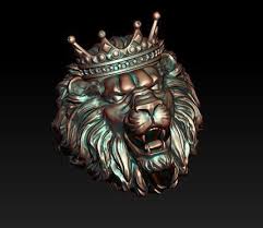 Lion Ring With Crown 3d Print Model Lion Ring Lion Necklace Medieval Jewelry