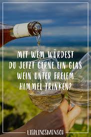 Visual Statements Mit Wem Wurdest Du Jetzt Gerne Ein Glas Wein Unter Freiem Himmel Trinken Spruche Z Ein Glas Wein Fragen Zum Nachdenken Visual Statements