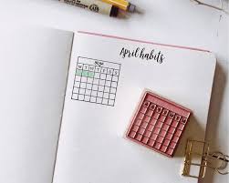 Bullet Journal Stamp Monday Start Monthly Habit Tracker Etsy In 2020 Calendar Stamps Bullet Journal Month Habit Tracker